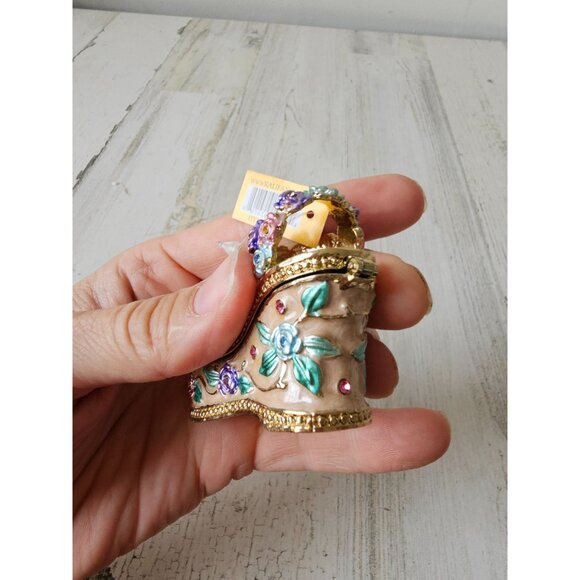 Kalifano shoe stiletto roses trinket box jewelry rhinestone jeweled flowers mini - Picture 6 of 8